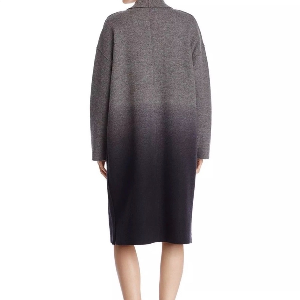 Eileen Fisher ash/charcoal ombré boil wool Kimono long coat - Picture 6 of 12